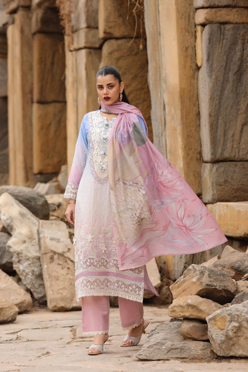 Blue Cotton Straight Kurta with Pant and Dupatta