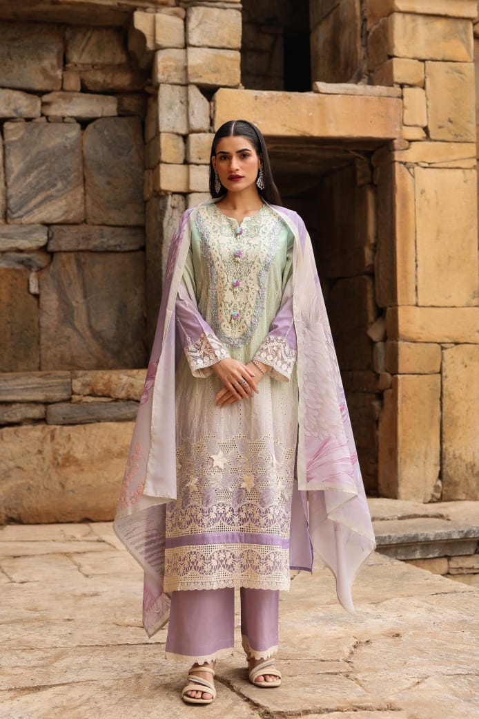 Green Cotton Straight Kurta with Pant and Dupatta