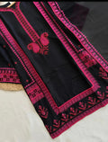 Black Kashmiri Embroidered Suit with Red & Magenta Kashmiri Detailing