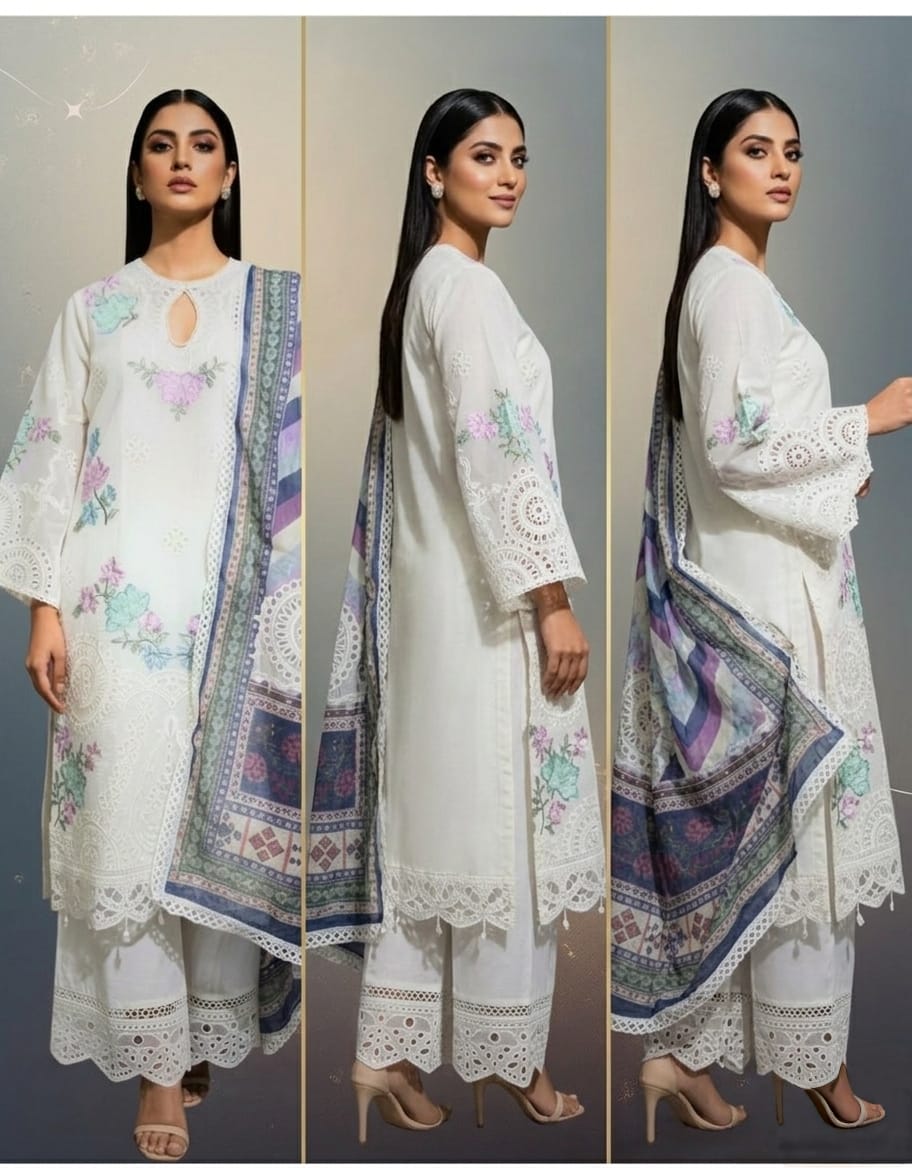 Glass Tissue Outfit Featuring Cutwork Shirt Panel & Palazzo