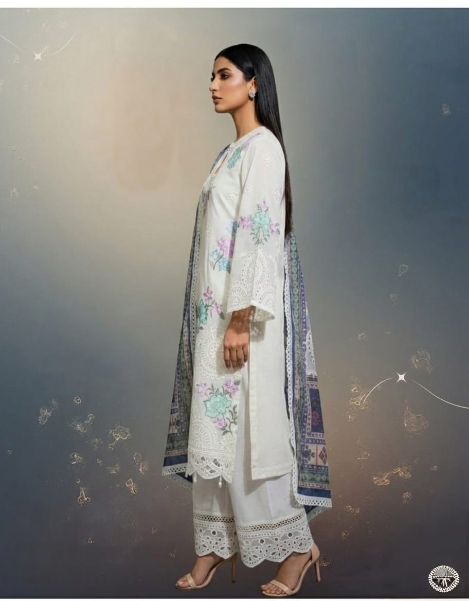 Glass Tissue Outfit Featuring Cutwork Shirt Panel & Palazzo